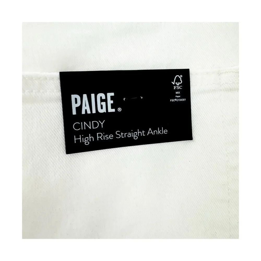 Paige Cindy High Rise Straight Leg Jeans Tonal Ecru White Size 33 NWT